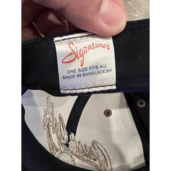 Signatures Mens Navy Tan Just Golf Adjustable Strapback Hat Baseball Golf Cap - Picture 8 of 8